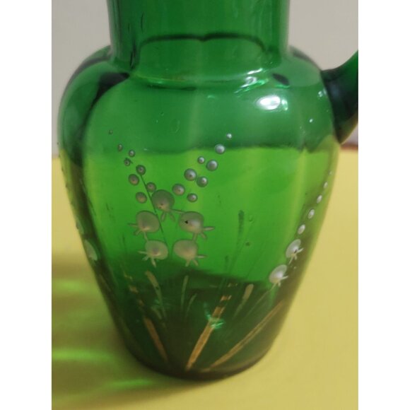 Hand Made Sweet Victorian Glass Jug Enamelled Lily of the Valley flowers - Picture 10 of 10